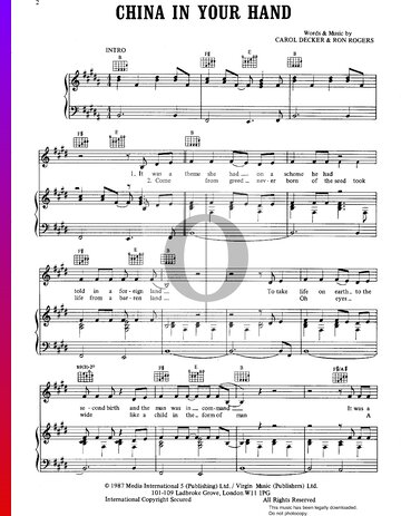 China In Your Hand Sheet Music