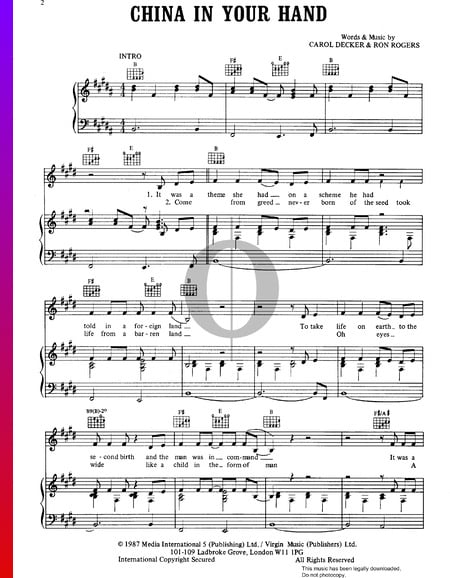 China In Your Hand Musik-Noten
