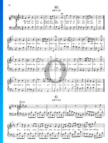 Partition Choral: Wie wohl ist mir, o Freund der Seelen, BWV 517