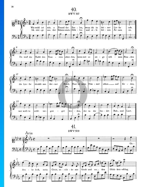Choral: Wie wohl ist mir, o Freund der Seelen, BWV 517 Sheet Music