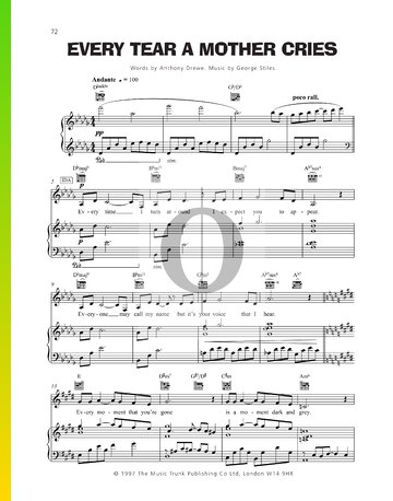 Every Tear A Mother Cries Sheet Music