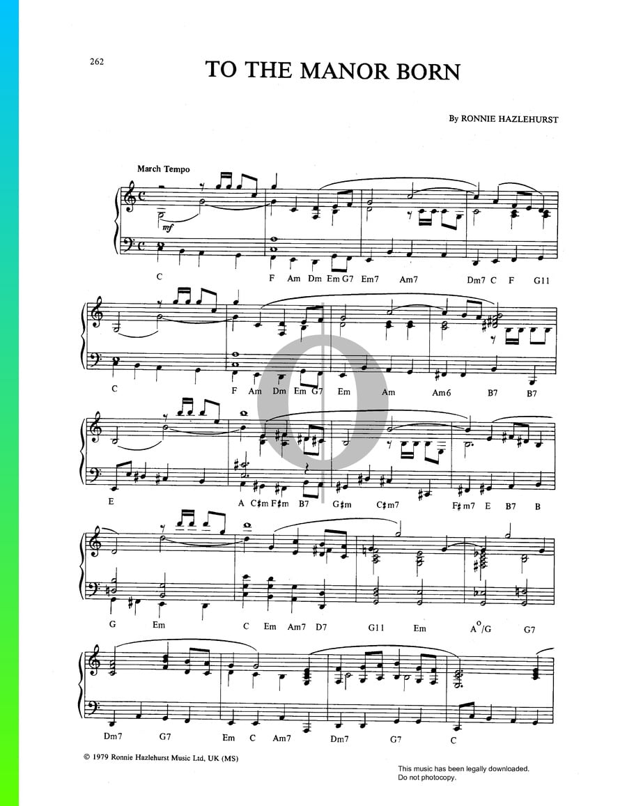 To The Manor Born Piano Sheet Music from To the Manor Born by Ronnie