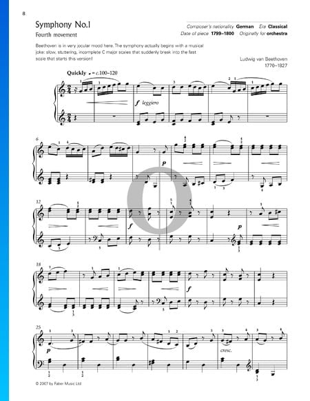 Symphonie No. 1 en Do Majeur, Op. 21: 4. Allegro molto e vivace Partition
