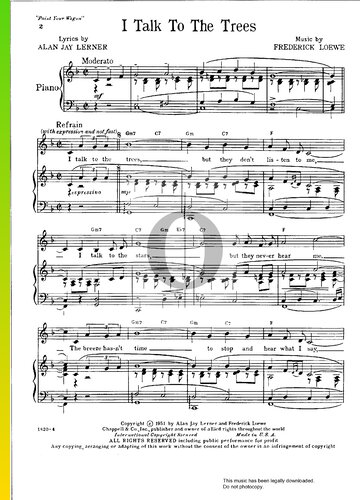 I Talk To The Trees Sheet Music