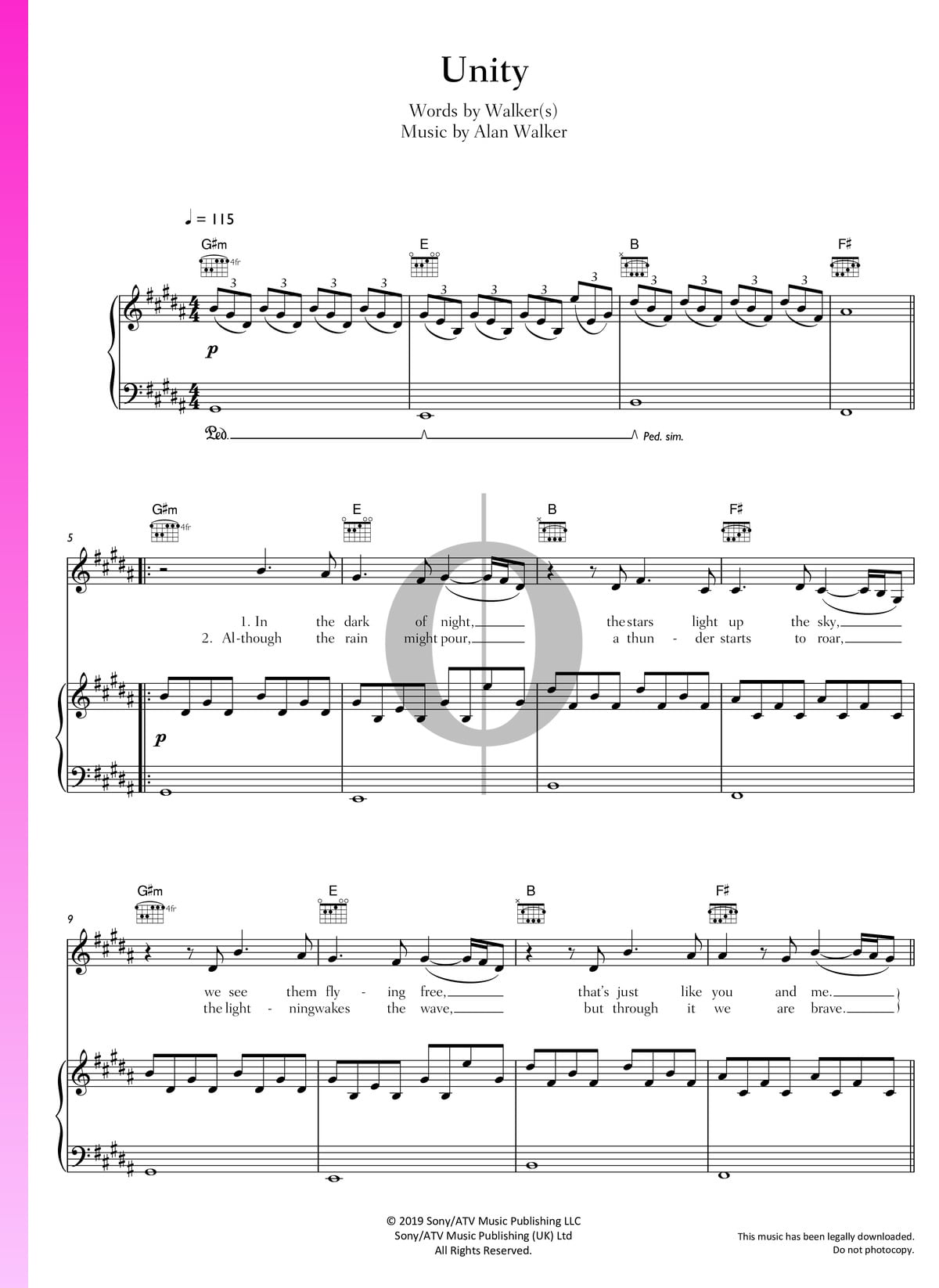 Unity Sheet Music Piano Voice Guitar Pdf Download Streaming Oktav