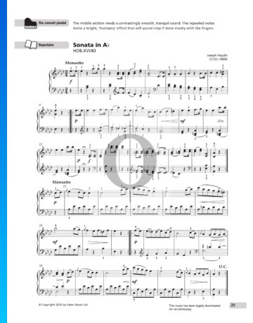 Sonata in A-flat Major, Hob.XVI:43: 2. Menuetto Partitura