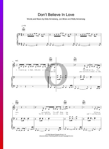 Don't Believe In Love Sheet Music
