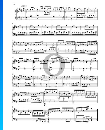 Partition Suite en Ré Majeur, BWV 1012: 7. Gigue