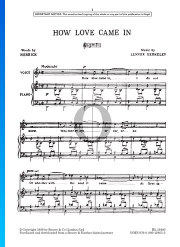 How Love Came In Sheet Music