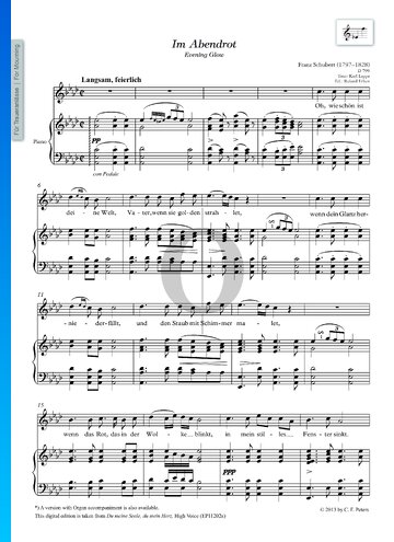 Evening Glow, D 799 Sheet Music
