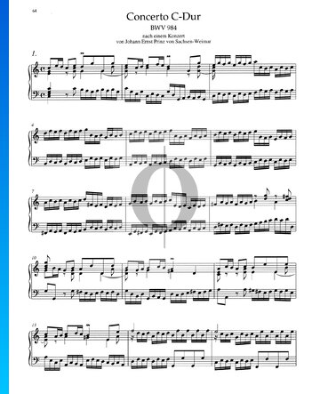 Partition Concerto en Do Majeur, BWV 984: 1. Allegro