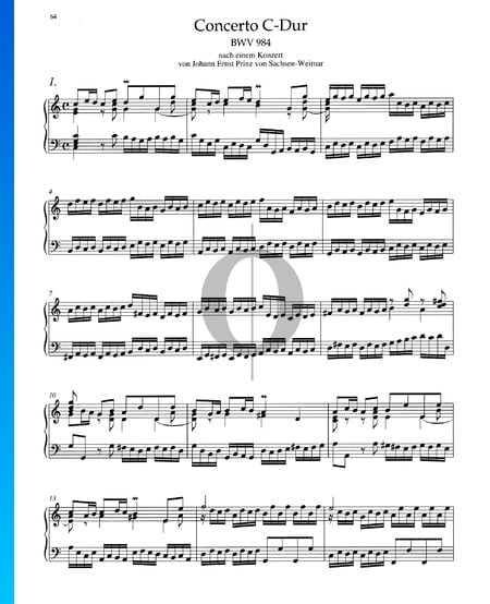 Concerto in C-Dur, BWV 984: 1. Allegro Musik-Noten