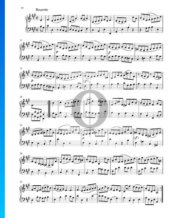 Partition Partita en La Majeur, BWV 1006: 5. Bourrée