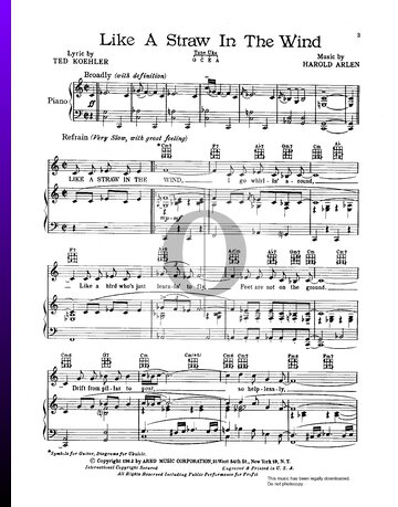 Like A Straw In The Wind Sheet Music