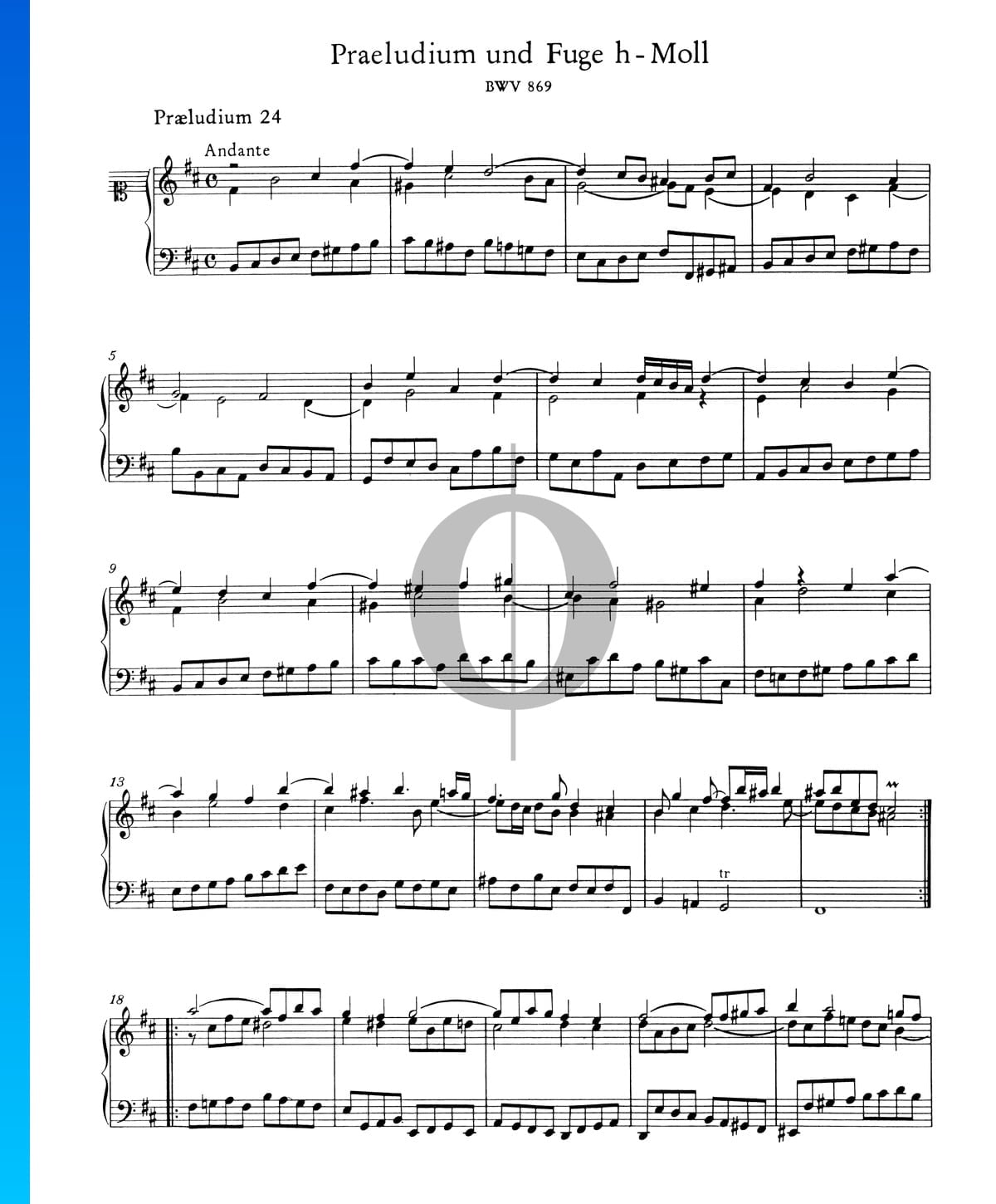 Prelude 24 B Minor, BWV 869 Sheet Music (Piano Solo) - OKTAV