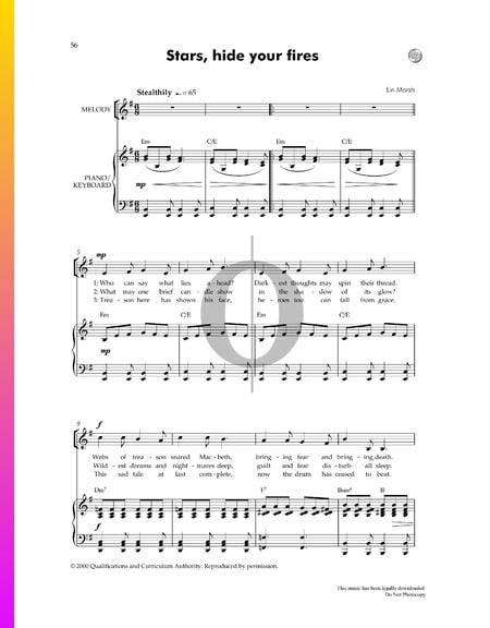 Stars Hide Your Fires Musik-Noten