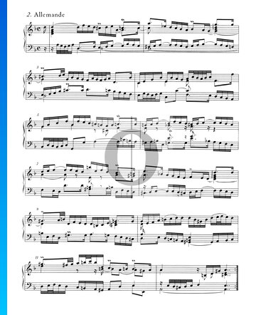 English Suite No. 6 D Minor, BWV 811: 2. Allemande Spartito