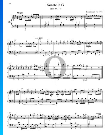 Sonata in G Major, Hob. XVI:8 Sheet Music