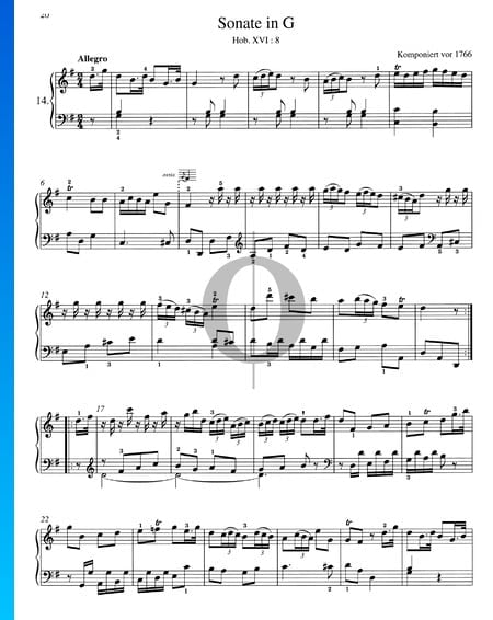 Sonate in G-Dur, Hob. XVI:8 Musik-Noten