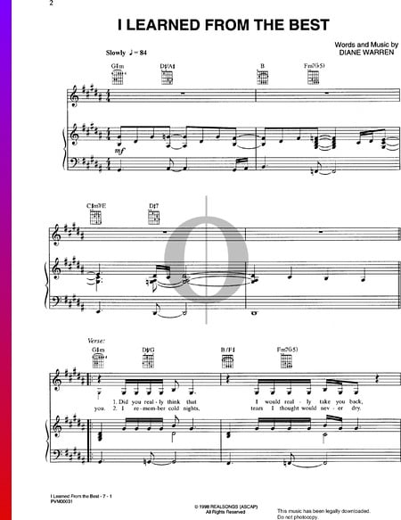 I Learned From The Best Sheet Music