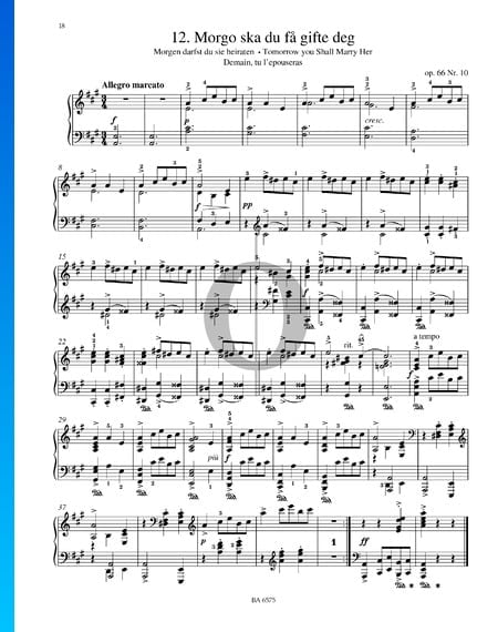 Morgo ska du fa gifte deg, Op. 66 No. 10 Partition