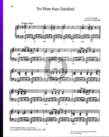 I'm More Than Satisfied Sheet Music