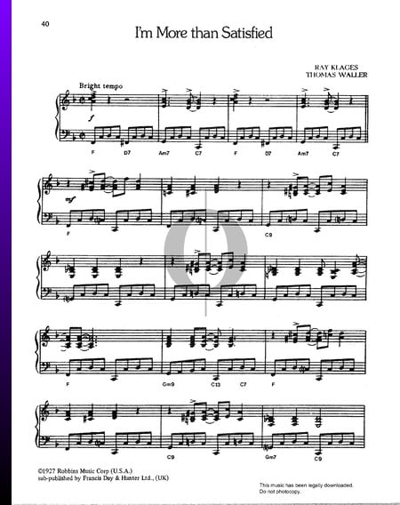 I'm More Than Satisfied Musik-Noten