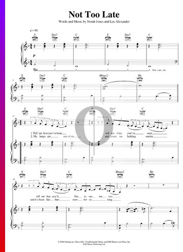 Not Too Late Sheet Music