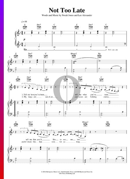 Not Too Late Musik-Noten