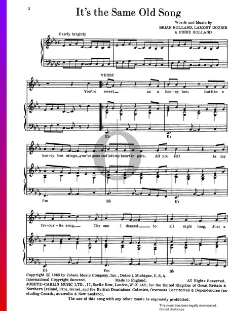 It's The Same Old Song Sheet Music