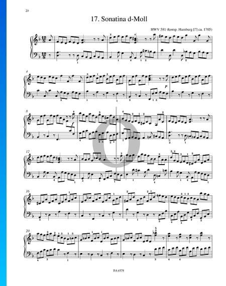 Sonatina d-Moll, HWV 581 Musik-Noten