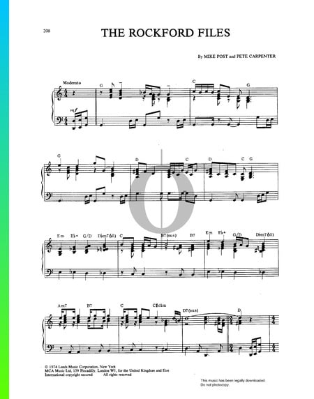 The Rockford Files Sheet Music