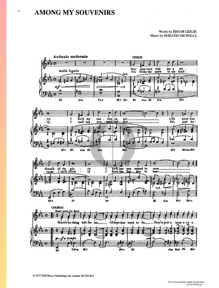 Among My Souvenirs Sheet Music