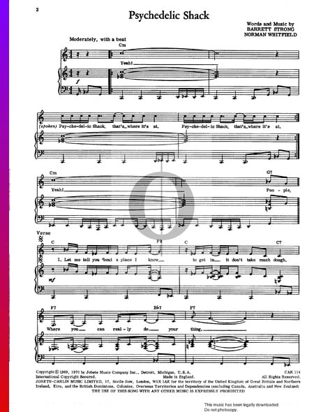 Psychedelic Shack Sheet Music