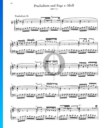 Preludio 10 en mi menor, BWV 855 Partitura