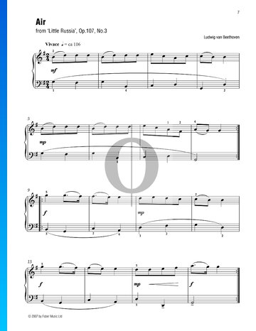 Canción popular ucraniana, Op. 107 n.º 3 Partitura