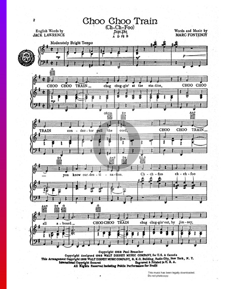 Choo Choo Train (Ch-Ch-Foo) Sheet Music