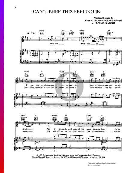 Can't Keep This Feeling In Musik-Noten