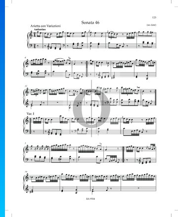 Sonata en do mayor, P. XII: 46: 1. Arietta con variaciones Partitura