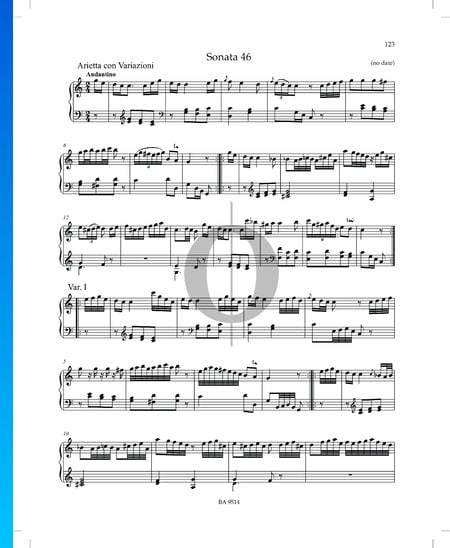 Sonata in C Major, P. XII: 46: 1. Arietta con Variazioni Sheet Music
