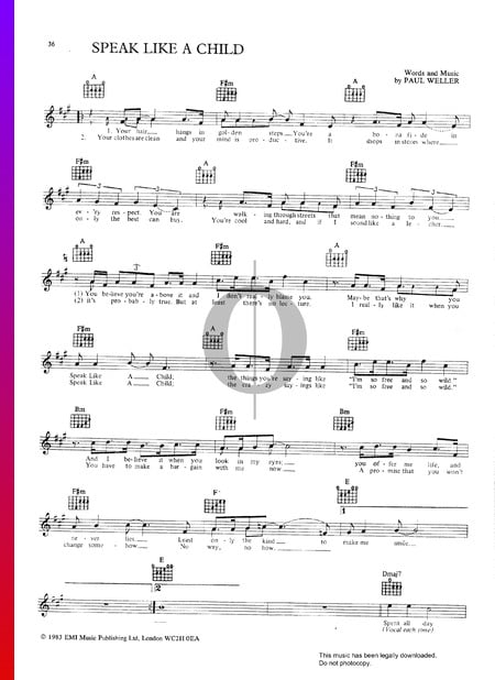 Speak Like A Child Sheet Music