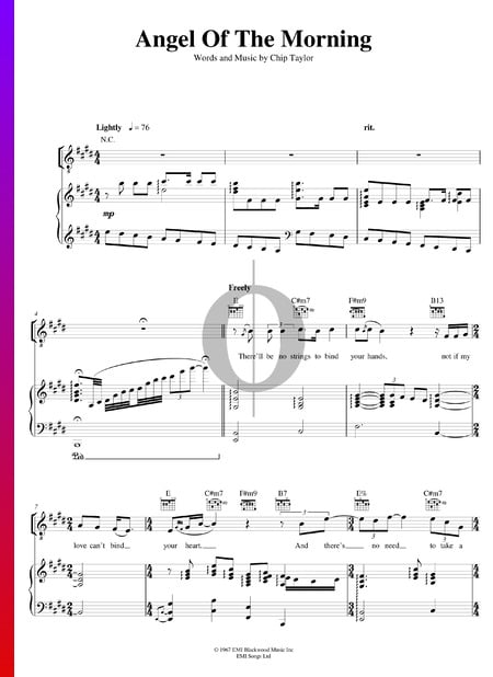 Angel Of The Morning Sheet Music