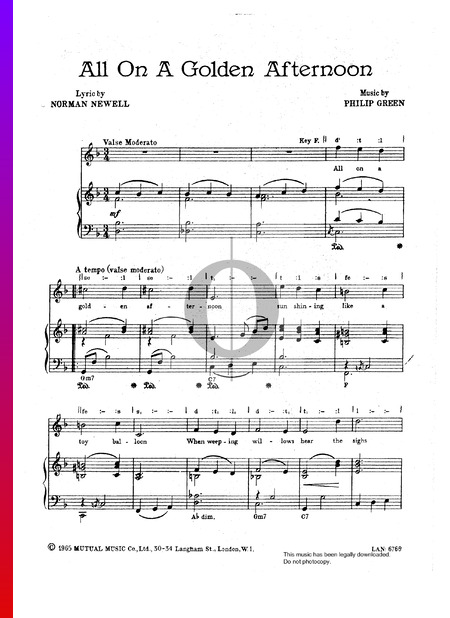 All On A Golden Afternoon Partitura