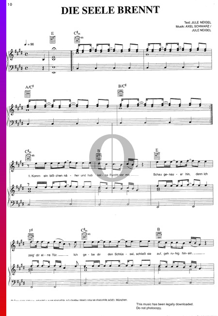 Die Seele Brennt Musik-Noten