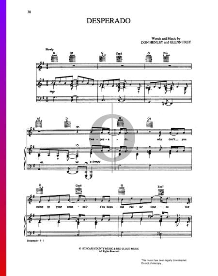 Desperado Sheet Music