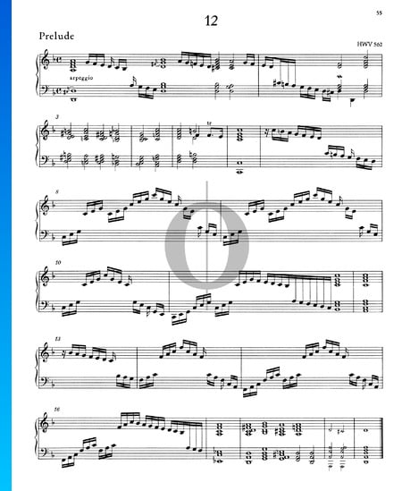 Preludio en re menor, HWV 562 Partitura