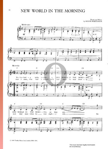 New World In The Morning Sheet Music