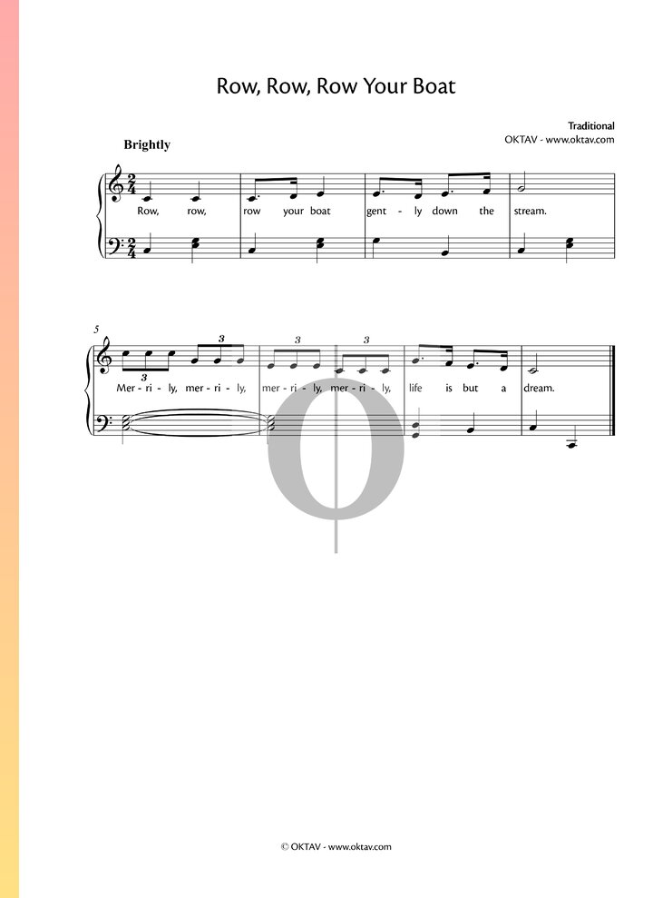 Row, Row, Row Your Boat (Anonymous) Piano Sheet Music - OKTAV