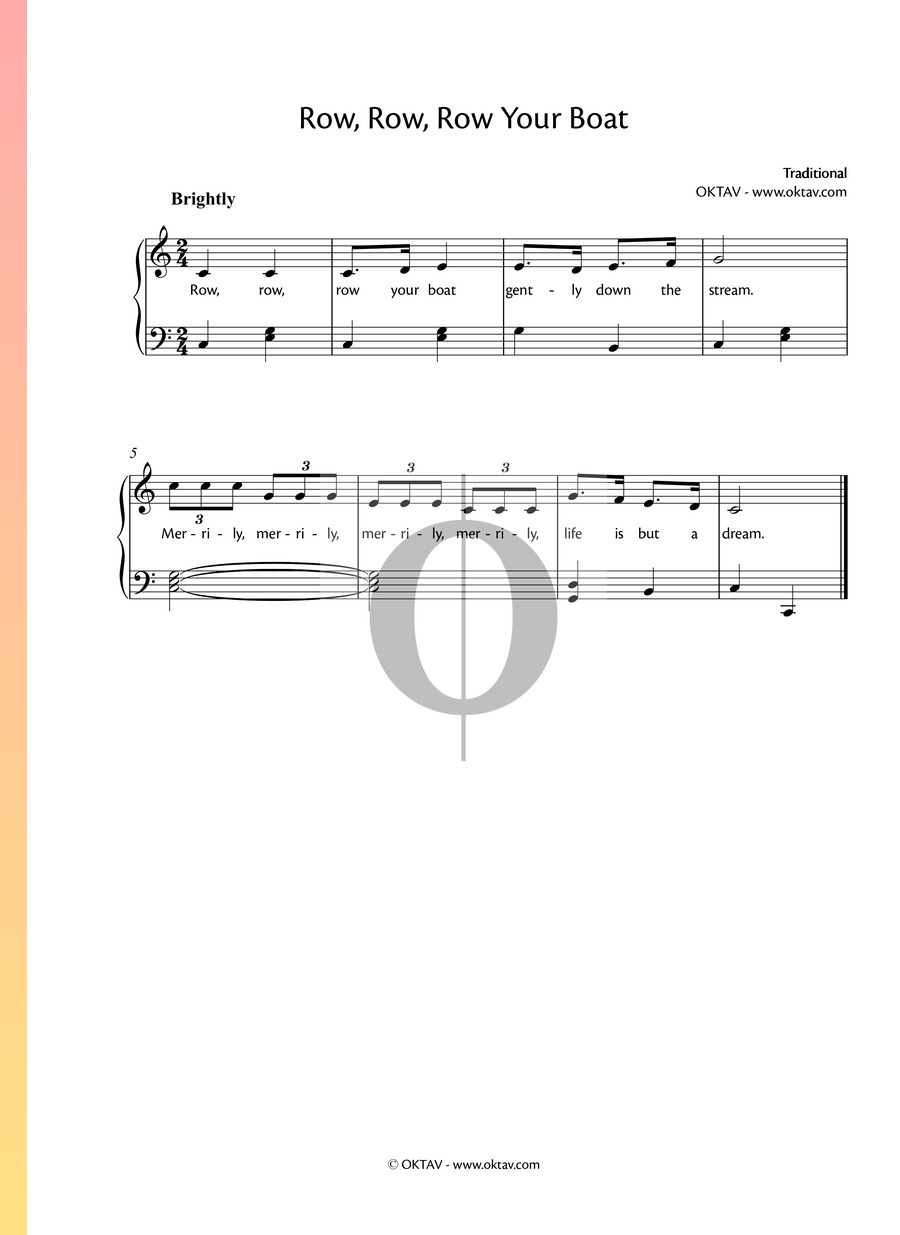 Row, Row, Row Your Boat Sheet Music (Piano, Voice) - OKTAV