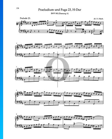 Partition Prélude en en Si Majeur, BWV 892